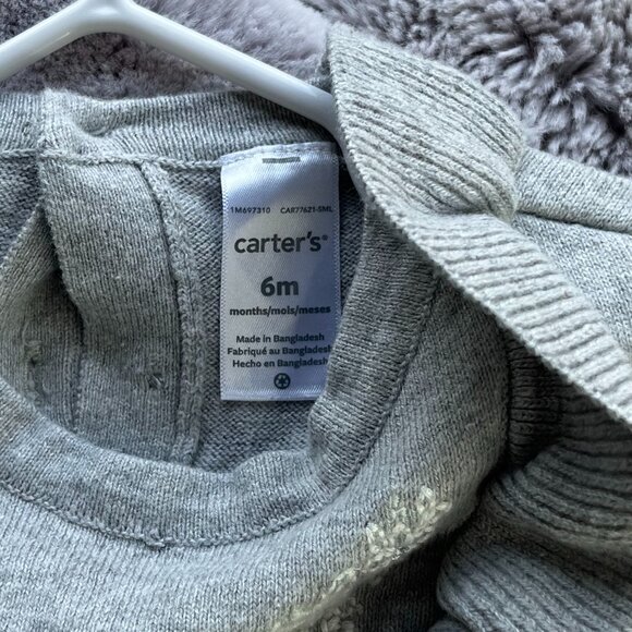 ( 2 for $20) Carter's Grey Sweater Dress with Floral Accents 6 Months - Picture 3 of 4